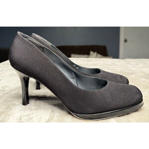 Stuart Weitzman Black Microfiber Leather Platform Heels Womens Size 7.5 C Office